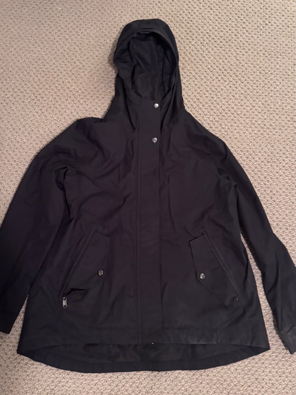 Athleta Black Hooded Raincoat